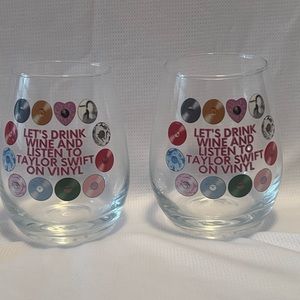 Set of 2 Taylor Swift themed stemless wine glasses